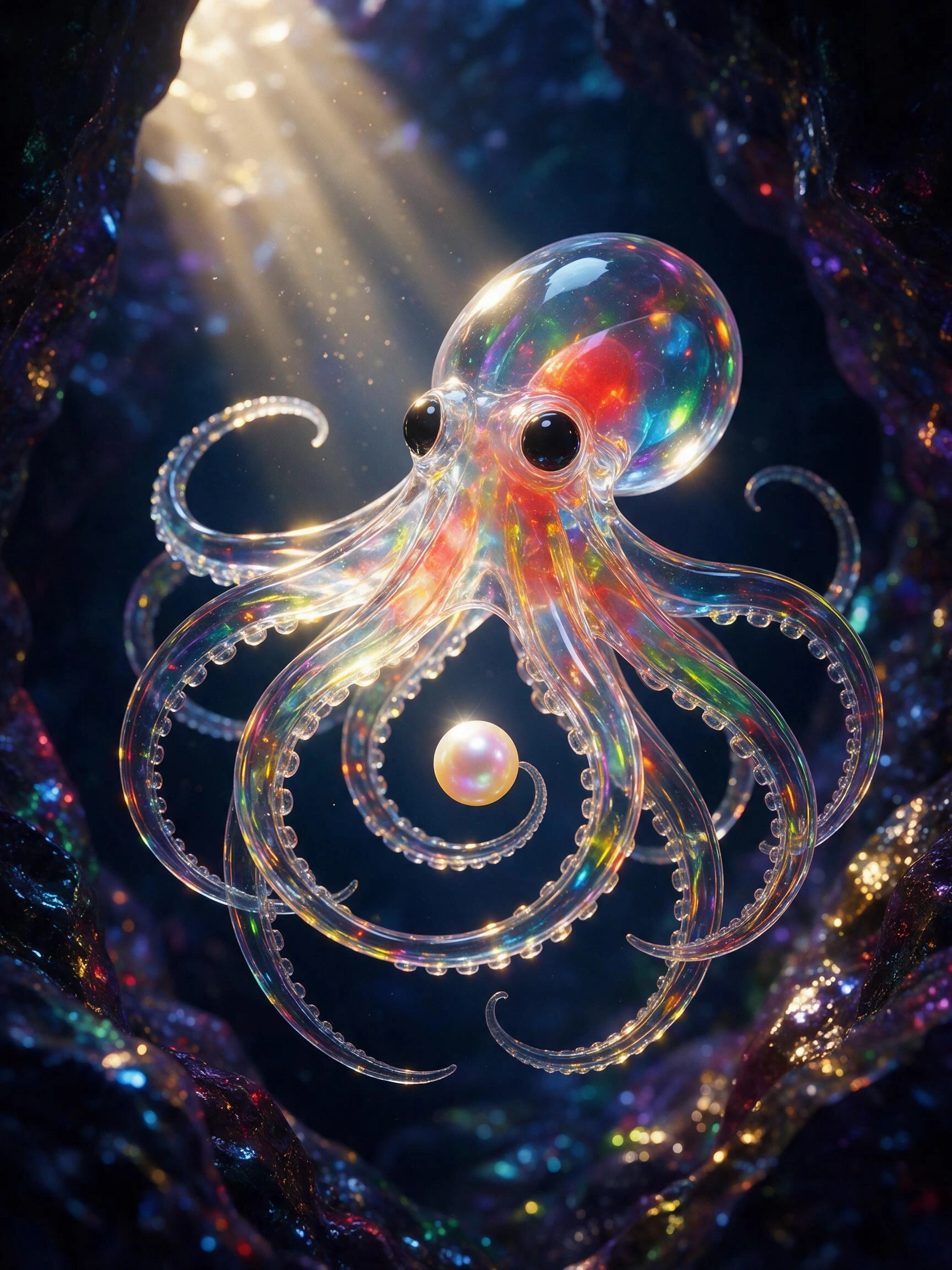 Prism Octopus，一張使用 EasySub 創建的原創 AI 圖像